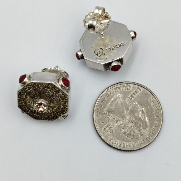 Mars & Valentine Echo Of The Dreamer Sterling 925 Gemstone Two Tone Earrings - Picture 16 of 16